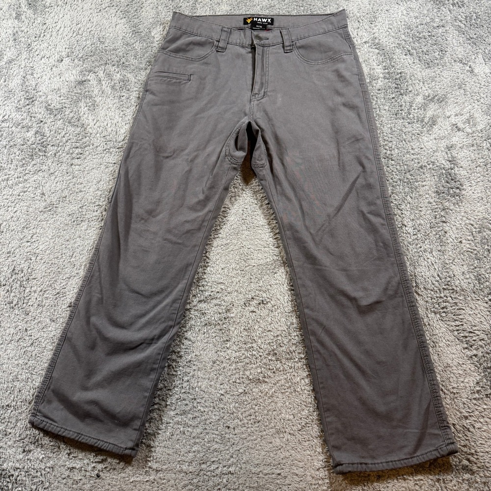 Hawx Mens Flannel Lined Canvas Work Pants 32x30 Gray Plaid Stretch Utility